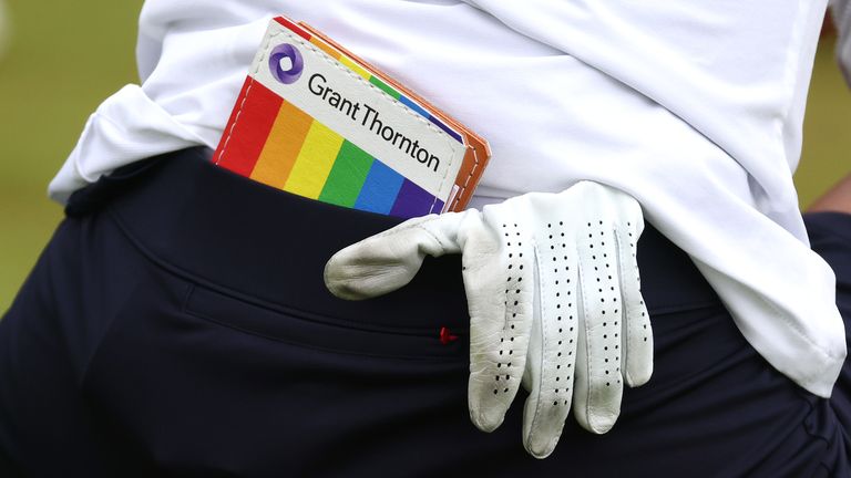 GRAND RAPIDS, MICHIGAN - JUNE 19: Detail of the yardage book of Nelly Korda on the 16th green during round three of the Meijer LPGA Classic for Simply Give at Blythefield Country Club on June 19, 2021 in Grand Rapids, Michigan. (Photo by Gregory Shamus/Getty Images)