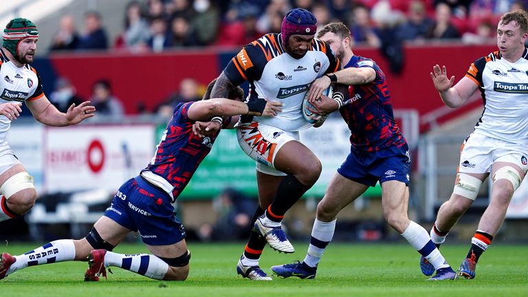 Bristol Bears v Leicester Tigers - Gallagher Premiership - Ashton Gate
Leicester Tigers Nemani Nadolo attempts to break a tackle during the Gallagher Premiership match at Ashton Gate, Bristol. Picture date: Sunday December 26, 2021.
