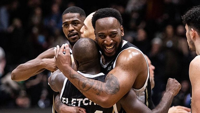 The Newcastle Eagles celebrate their big win over the London Lions (Image: BBL)