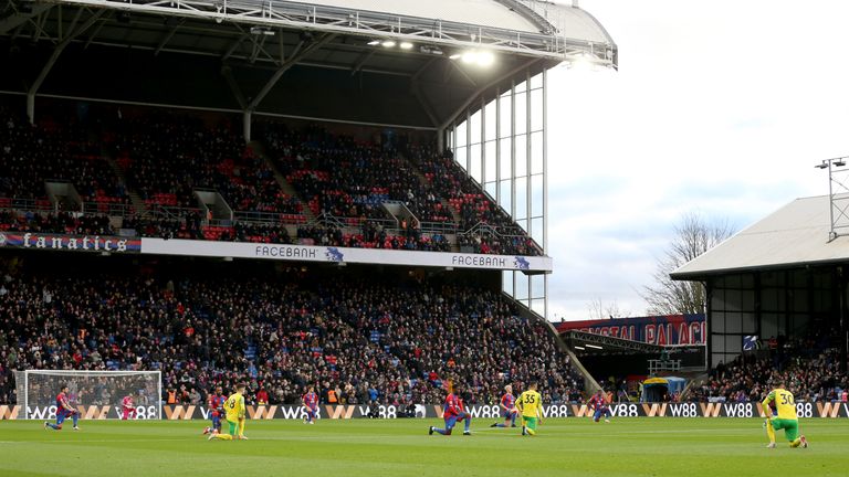 Crystal Palace and Norwich City players took a knee prior to their Premier League match
