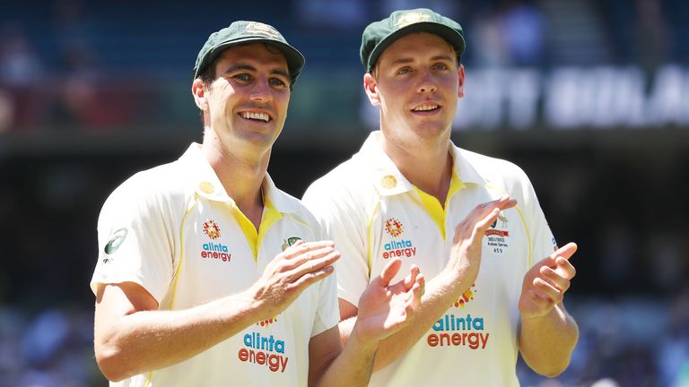 Pat Cummins (left) has steered Australia to Ashes glory in his first series as Test captain
