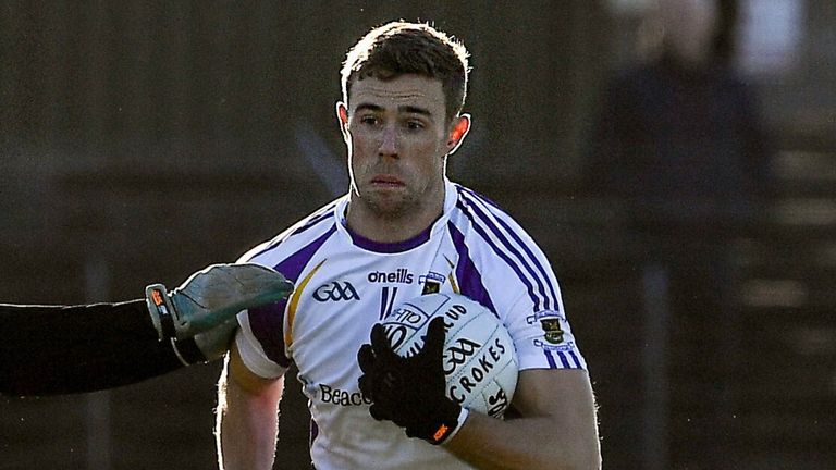5 December 2021; Paul Mannion of Kilmacud Crokes is tackled by Adam O...Neill of Wolfe Tones during the AIB Leinster GAA Football Senior Club Championship Quarter-Final match between Wolfe Tones and Kilmacud Crokes at P..irc Tailteann in Navan, Meath. Photo by Ray McManus/Sportsfile