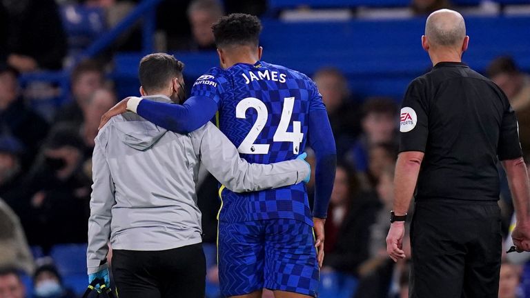 Reece James hobbled off the field of play at Stamford Bridge on Wednesday night