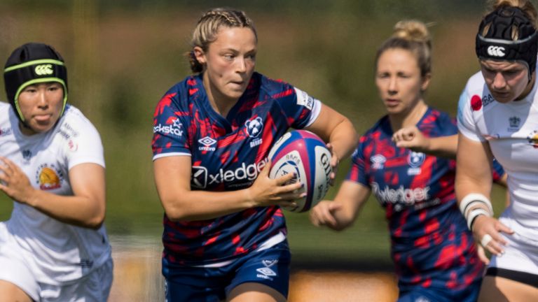 Alisha Butchers in action during the Allianz Premier 15s match between Bristol Bears Women and Exeter Chiefs Women                                                                                                                                       