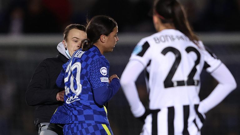 Sam Kerr was involved in an altercation with a pitch invader at Kingsmeadow