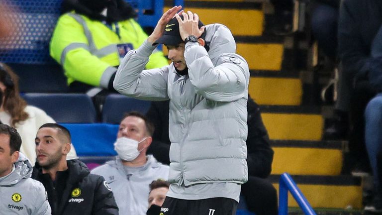 Thomas Tuchel shows his frustration during Chelsea's 1-1 draw with Brighton
