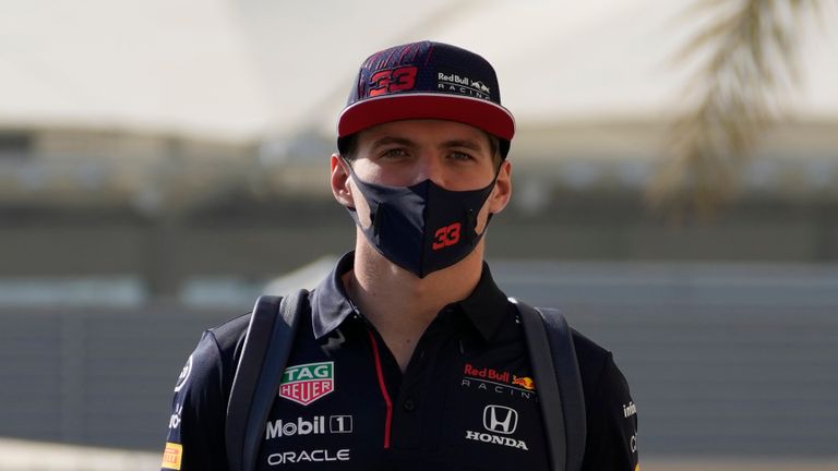 Red Bull driver Max Verstappen of the Netherlands arrives at the Yas Marina racetrack in Abu Dhabi, United Arab Emirates, Thursday, Dec. 9, 2021. 