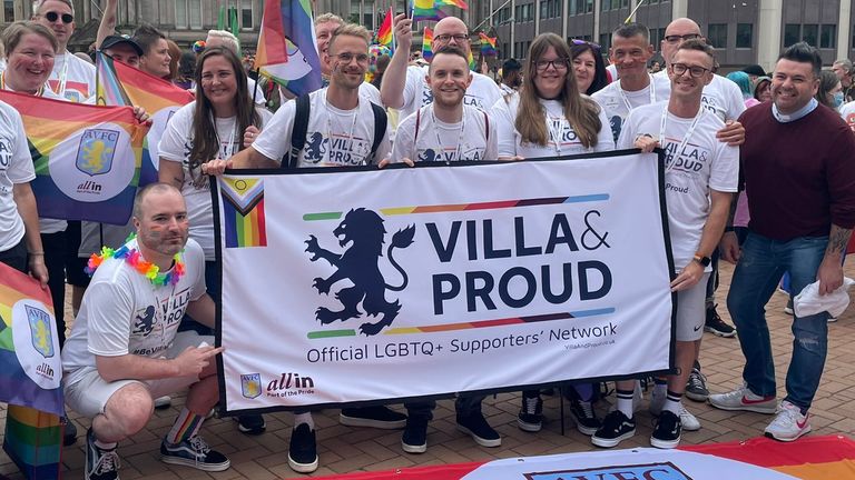 Villa & Proud, Aston Villa's LGBTQ+ fans group, Birmingham Pride, September 2021