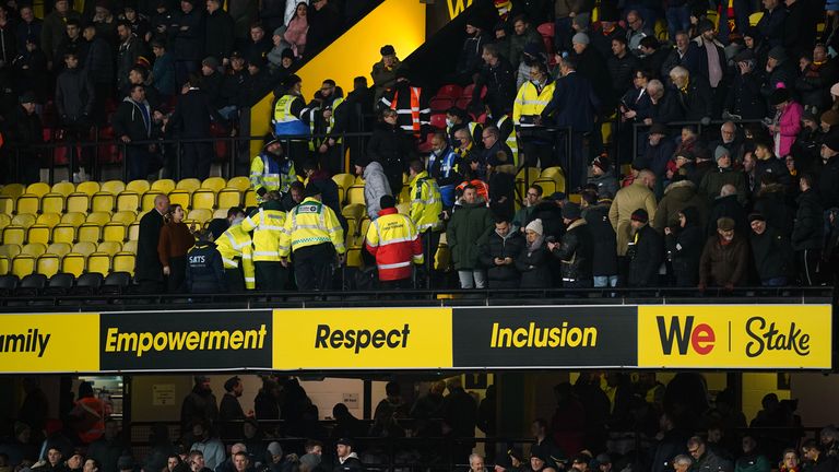 Fan being treated at Watford&#39;s Vicarage Road