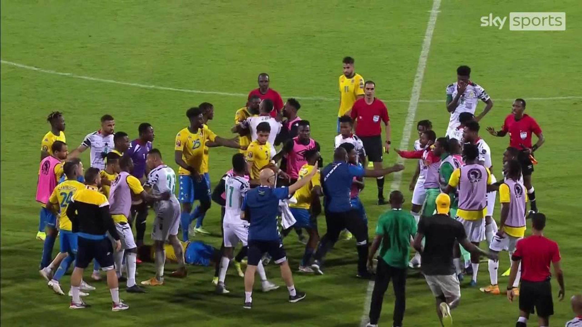 Mass brawl at FT between Gabon and Ghana!