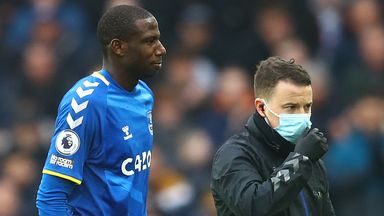Image of Abdoulaye Doucoure was forced off in the second half of Everton's Premier League defeat by Aston Villa on Saturday