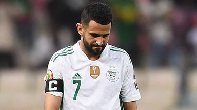 Riyad Mahrez cuts a dejected figure during the defeat