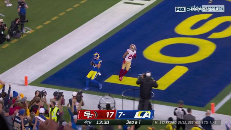 Cooper Kupp second touchdown of the game reduces the deficit early on in the fourth quarter. 