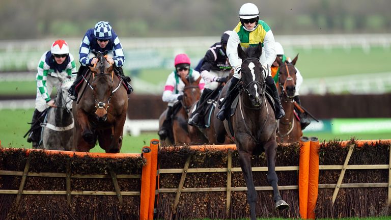 Hillcrest (right) ridden by Richard Patrick before going on to win the Ballymore Novices&#39; Hurdle at Cheltenham Racecourse. Picture date: Saturday January 1, 2022.