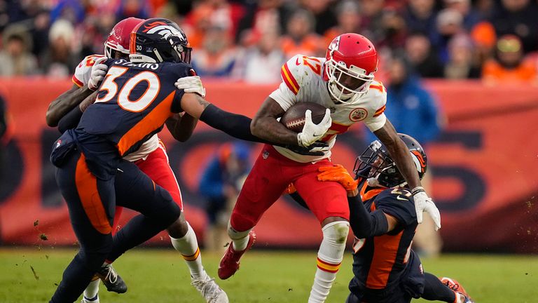 The best of the action from the clash between the Kansas City Chiefs and the Denver Broncos in Week 18 of the NFL season.