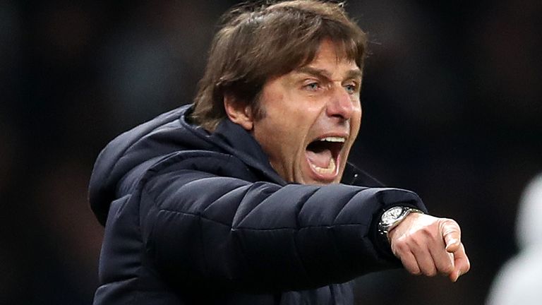 LONDON, ENGLAND - JANUARY 12: Antonio Conte, Manager of Tottenham Hotspur reacts during the Carabao Cup Semi Final Second Leg match between Tottenham Hotspur and Chelsea at Tottenham Hotspur Stadium on January 12, 2022 in London, England. (Photo by Tottenham Hotspur FC/Tottenham Hotspur FC via Getty Images)