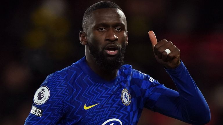 Chelsea&#39;s Antonio Rudiger during the Premier League match between Watford and Chelsea at Vicarage Road, Watford. Picture date: Wednesday December 1, 2021.
