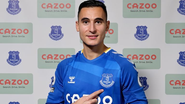 HALEWOOD, ENGLAND - JANUARY 13 (EXCLUSIVE COVERAGE) Anwar El Ghazi poses for a photo after signing on loan with Everton FC at USM Finch Farm on January 13 2022 in Halewood, England. (Photo by Tony McArdle/Everton FC via Getty Images)