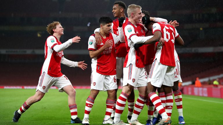 The young Gunners will face Wigan in the quarter-finals of the Papa John's Trophy