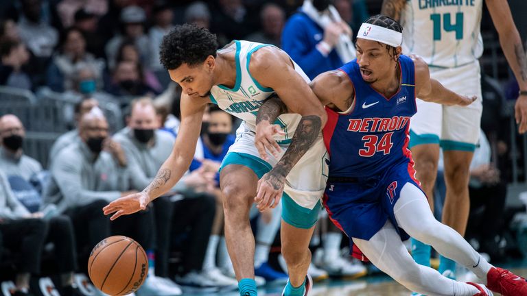 Highlights of the Detroit Pistons against the Charlotte Hornets in Week 12 of the NBA.