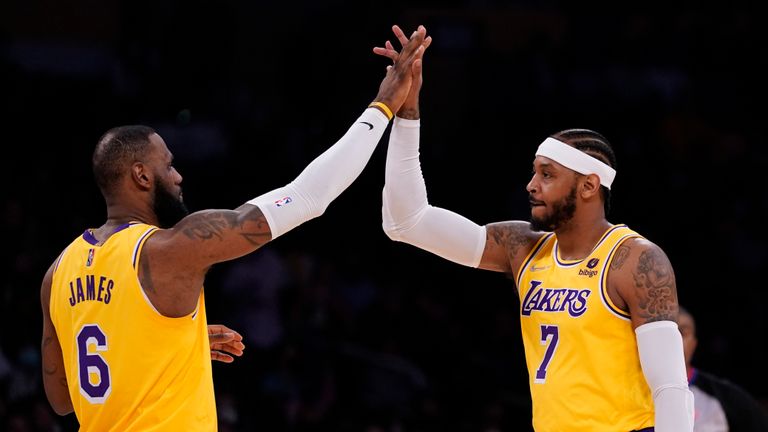 LeBron James completed the spectacular behind-the-back alley oop dunk as the Los Angeles Lakers moved further ahead in the first half against the Indiana Pacers.