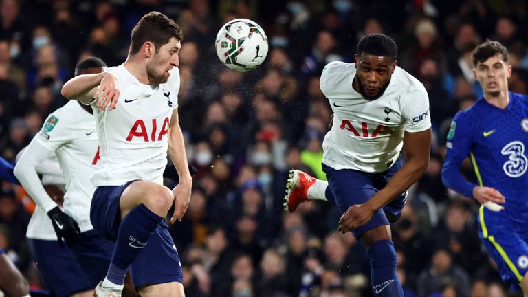 Ben Davies scores an own goal to give Chelsea a 2-0 lead over Spurs