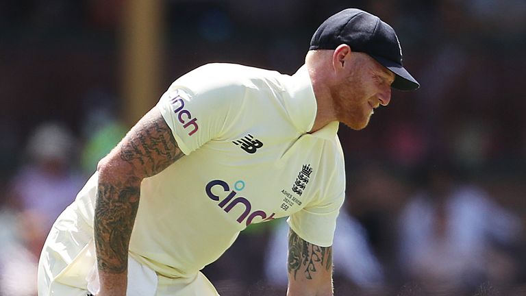 England all-rounder Ben Stokes is being affected by a side strain in the Sydney Test