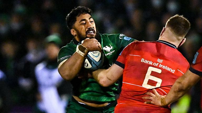 Bundee Aki's try helped Connacht win against Munster in the United Rugby Championship