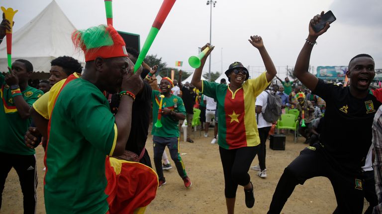 A fan zone was set up in Cameroon's largest city, Douala, as the country finally hosted the African Cup of Nations - three years later than planned