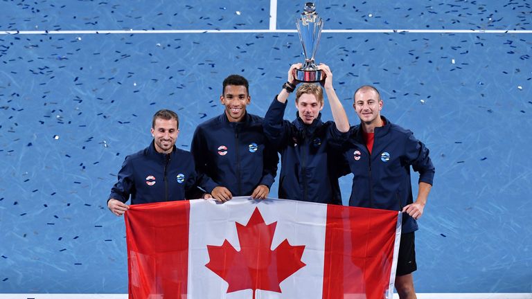 Team Canada raises the ATP Cup trophy