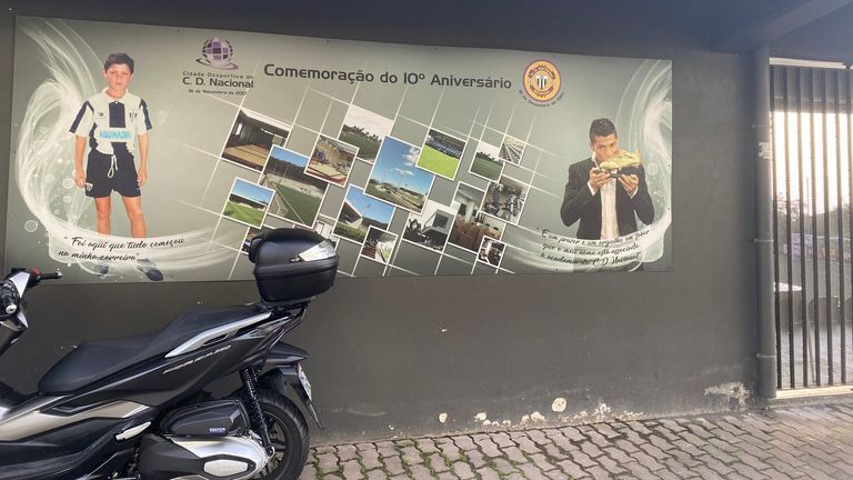 Cristiano Ronaldo sign outside the training ground at CD Nacional