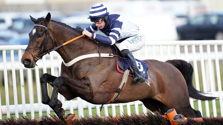 Charlie Deutsch guiding Skytastic to victory at Doncaster on Friday