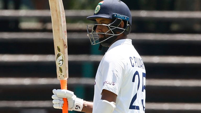 Cheteshwar Pujara was part of a 111-run partnership for India's third wicket