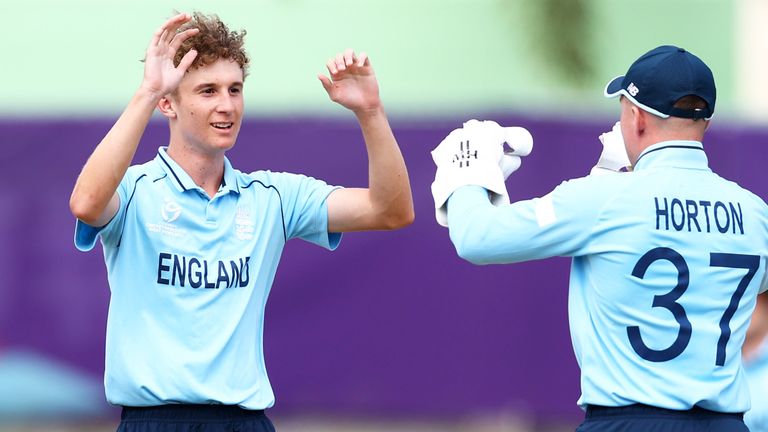 England's Josh Boyden celebrates a wicket against Canada at the U19 World Cup (Getty Images)