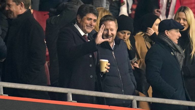 Sport Republic founders Dragan Solak (left) and Henrik Kraft in the stands at St Mary's on Tuesday