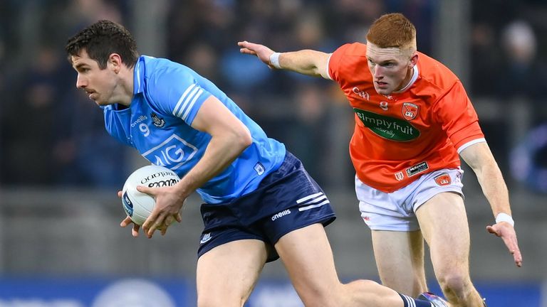 Emmett Ó Conghaile of Dublin in action against Ciaran Mackin of Armagh