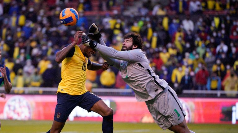 Alisson was sent off twice for Brazil against Ecuador but VAR came to the rescue on both occasions 