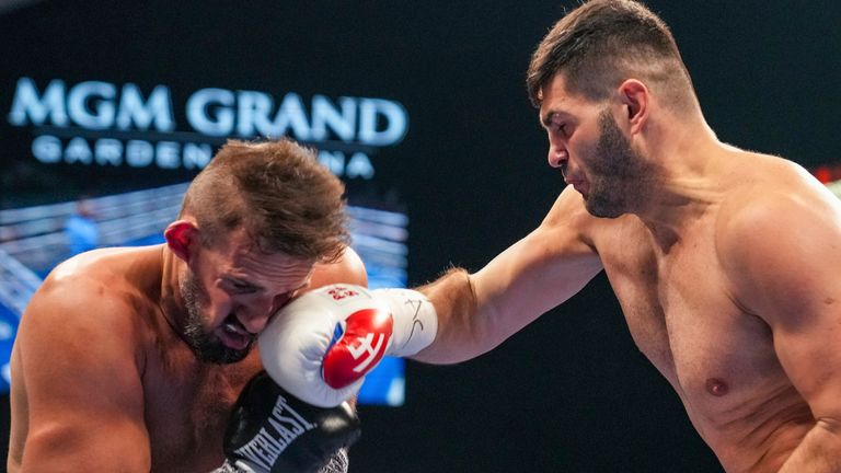 Filip Hrgovic ended 2021 with a victory over Emir Ahmatovic in Las Vegas (AP)