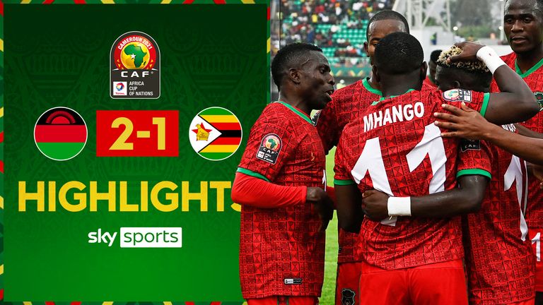 Highlights of the Africa Cup of Nations Group B match between Malawi and Zimbabwe.