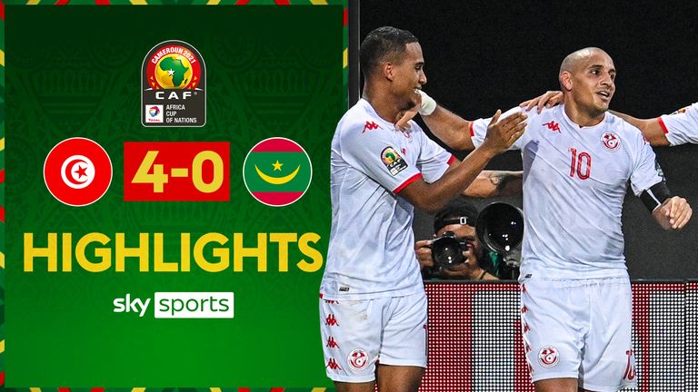 Highlights of the Africa Cup of Nations Group F match between Tunisia and Mauritania.