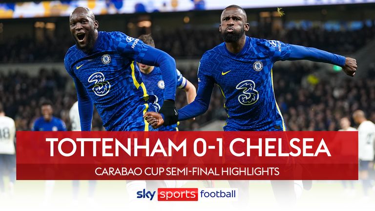 Highlights from Chelsea's 1-0 victory against Tottenham in the Carabao Cup semi-finals.