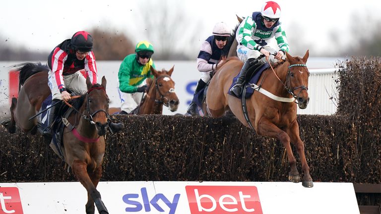 Funambule Sivola (left) and Charlie Deutsch see off the threat of Before Midnight at Doncaster on Friday.