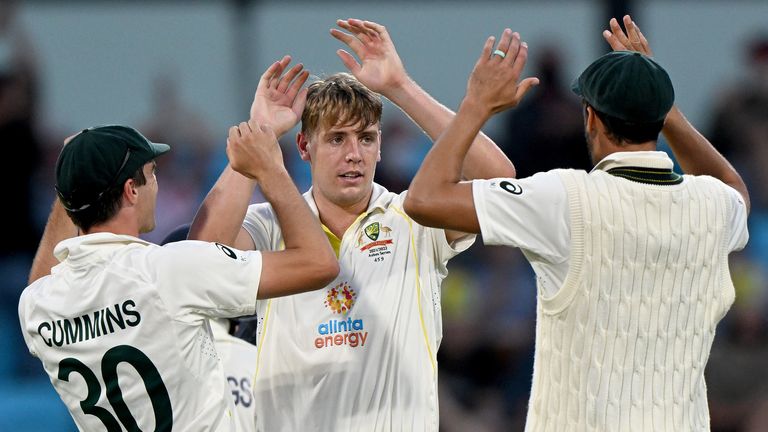 Getty - Cameron Green during day two of the Fifth Test in the Ashes series between Australia and England at Blundstone Arena on January 15, 2022 in Hobart, Australia. (Photo by Steve Bell/Getty Images)