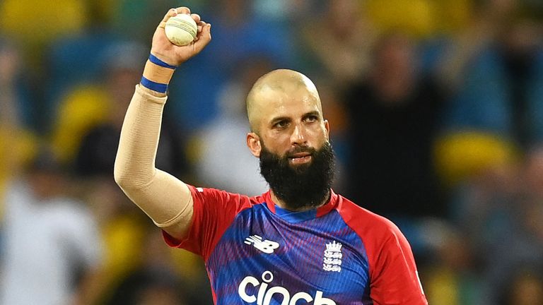 Getty - Moeen Ali during the 2nd T20 International match between West Indies and England at Kensington Oval on January 23, 2022 in Bridgetown, Barbados. (Photo by Gareth Copley/Getty Images)