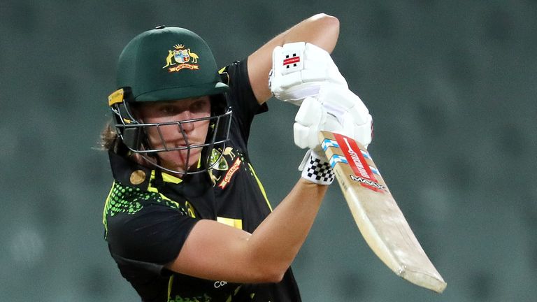 Tahlia McGrath helped Australia to victory in the first T20 international before the next two matches were abandoned due to rain