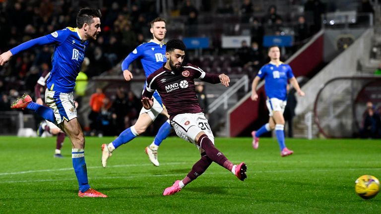 Ginnelly scores for Hearts against St Johnstone