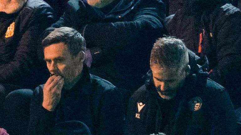 Motherwell manager Graham Alexander after being sent to the stand