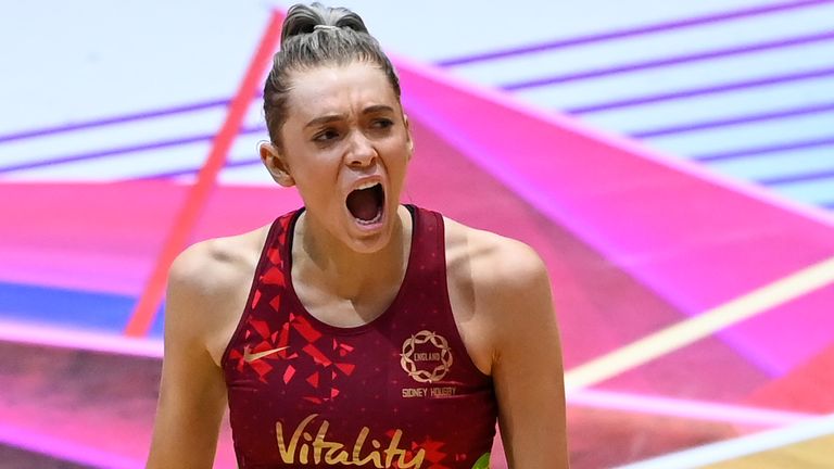 Helen Housby celebrates her match-saving goal against Australia