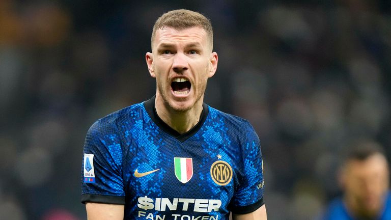 Edin Dzeko left it late to score for Inter Milan