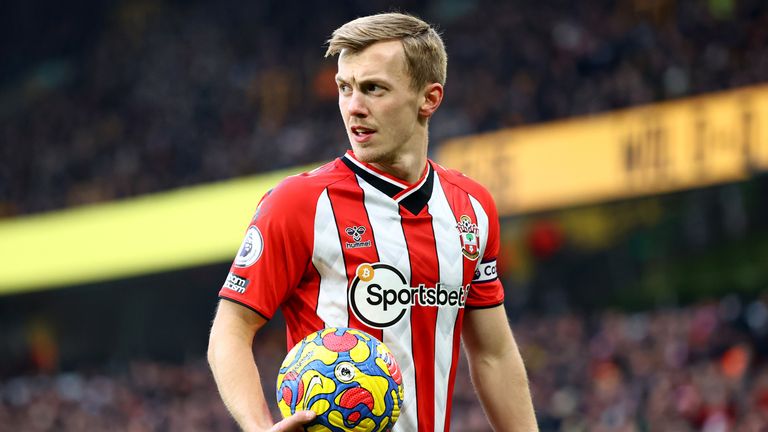 James Ward-Prowse prepares to take a free-kick against Wolves